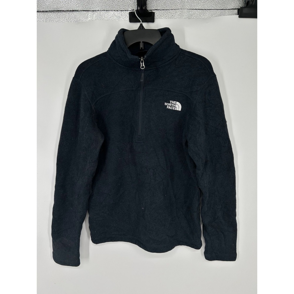 The North Face Glacier Sweater Mens Small Navy Knit Mock Neck Quarter 1/4 Zip